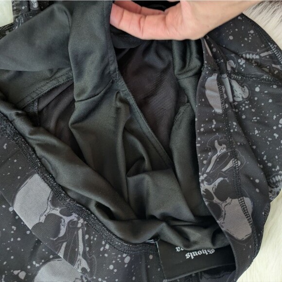 Killstar XXL Sheer Black Gray Skull Cross bones Print Flare Bell Bottoms Pants - Picture 3 of 5